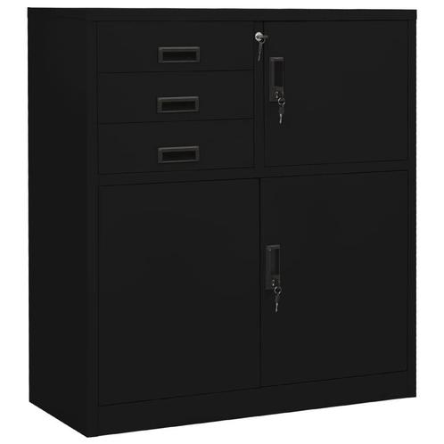 Kantoorkast Zwart 90x40 - Retourdeal - Archiefkast -42%, Huis en Inrichting, Kasten | Roldeurkasten en Archiefkasten, Met slot