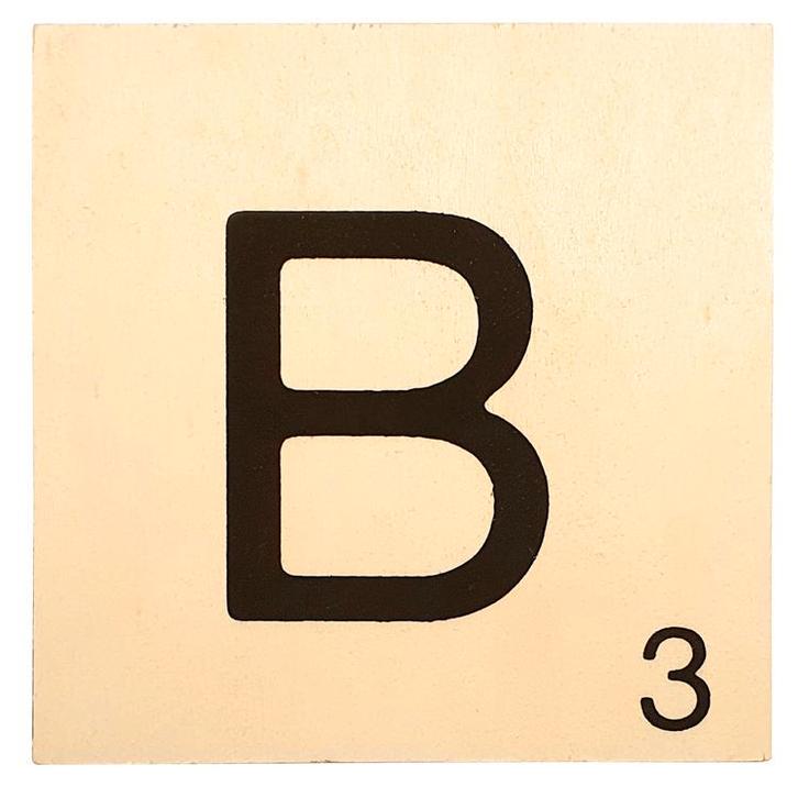 Houten Bordje 10x10x0.5cm - B - Zwarte Letter/Woordwaarde -, Huis en Inrichting, Woonaccessoires | Wanddecoraties, Nieuw, Ophalen of Verzenden