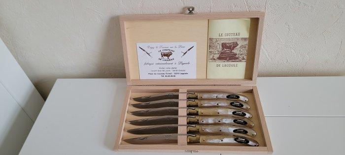 Laguiole - Tafelmessenset - Staal, Hoorn - Couteaux Steak, Antiek en Kunst, Antiek | Keukenbenodigdheden