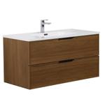 Badkamermeubel Set Luxor 100cm Walnoot Badmeubel, Huis en Inrichting, Badkamer | Badkamermeubels, Verzenden, Nieuw, Wastafelkast