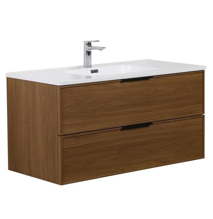 Badkamermeubel Set Luxor 100cm Walnoot Badmeubel, Huis en Inrichting, Badkamer | Badkamermeubels, Nieuw, Wastafelkast, Verzenden