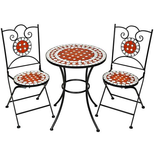 Mozaïek tuinset met 2 stoelen en tafel - bruin, Tuin en Terras, Tuinsets en Loungesets, Verzenden