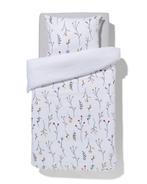 HEMA Dekbedovertrek 140x200/220cm zacht katoen veldbloemen, Verzenden, Nieuw, Wit