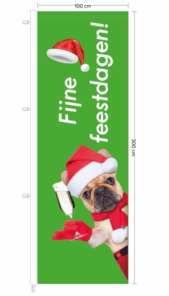 Banier Fijne Feestdagen 100x300cm ontwerp 1 (hond) (voor, Diversen, Vlaggen en Wimpels, Nieuw