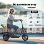 Elektrische Step met Zitje i12 - Zwart - 500w, Verzenden, Nieuw, Elektrische step (E-scooter), Iscooter