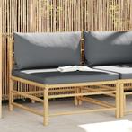 vidaXL Tuinmiddenbank met donkergrijze kussens bamboe, Tuin en Terras, Tuinsets en Loungesets, Verzenden, Nieuw, Hout