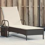 vidaXL Ligbed met wielen en kussen poly rattan zwart, Verzenden, Nieuw