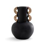 Nieuw! | Decoratieve vaas in keramiek en rotan H41,5 cm Kuro, Huis en Inrichting, Woonaccessoires | Vazen, Nieuw, Zwart, Verzenden
