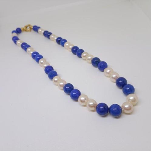 Choker halsketting - 18 karaat Geel goud Parel - Lapis, Sieraden, Tassen en Uiterlijk, Antieke sieraden