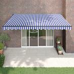 vidaXL Luifel automatisch uitschuifbaar 4,5x3 m blauw en wit, Verzenden, Nieuw