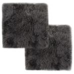 vidaXL Stoelkussens 2 st 40x40 cm echt schapenvacht, Huis en Inrichting, Woonaccessoires | Kussens, Verzenden, Nieuw, Grijs