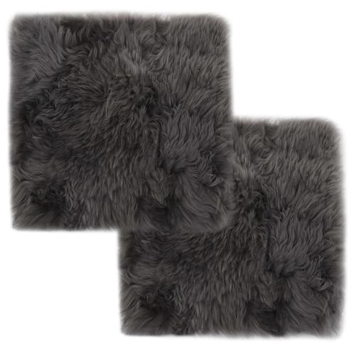 vidaXL Stoelkussens 2 st 40x40 cm echt schapenvacht, Huis en Inrichting, Woonaccessoires | Kussens, Grijs, Nieuw, Verzenden
