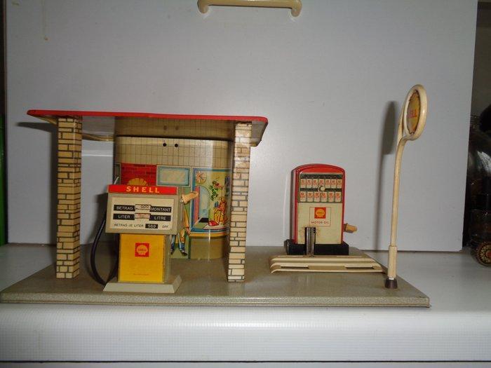 Hoch & Beckmann - Shell Gas Station met hefplatform,, Antiek en Kunst, Antiek | Speelgoed