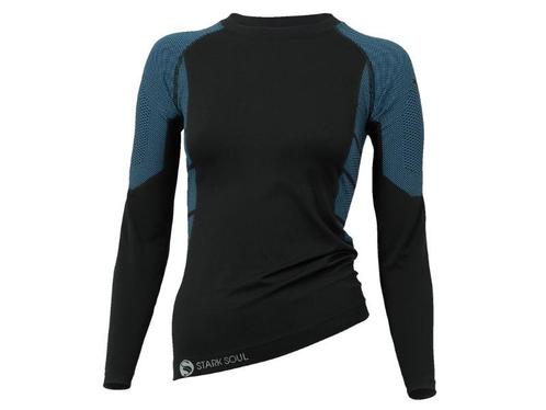 Dames thermoshirt met lange mouwen - Zwart/Turquoise, Kleding | Heren, Ondergoed, Verzenden