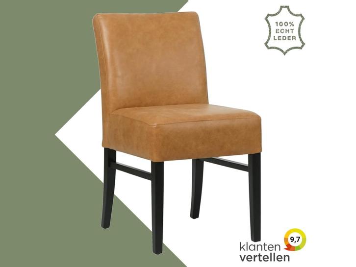 Leren eetkamerstoel Hold - Vintage Cognac (cognac) - Poten, Huis en Inrichting, Stoelen, Eén, Bruin, Nieuw, Leer, Ophalen of Verzenden