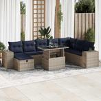 vidaXL 9-delige Loungeset met kussens poly rattan acacia, Verzenden, Nieuw, Rotan, Loungeset