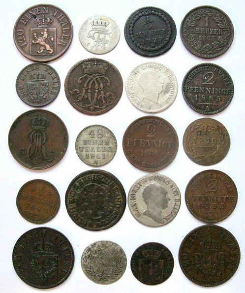 Duitse deelstaten. 20 different OLD coins 1703-1873, Postzegels en Munten, Munten | Europa | Niet-Euromunten