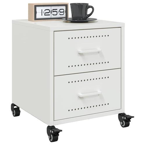 vidaXL Nachtkastjes 2 st 36x39x43,5 cm staal wit, Huis en Inrichting, Slaapkamer | Nachtkastjes, Nieuw, Metaal of Aluminium, Verzenden