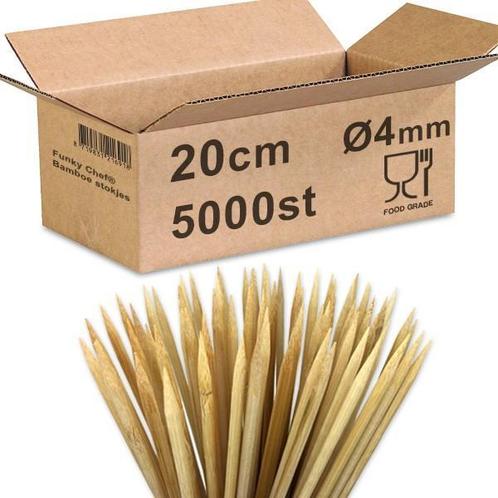 Bamboe prikkers 20cm Ø4mm rond met punt Foodgrade 5000 stuks, Zakelijke goederen, Horeca | Food, Overige typen, Ophalen of Verzenden