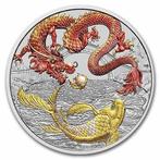 Australië. 1 Dollar 2023 Dragon vs. Koi, Colorized, 1 Oz