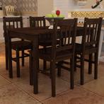 vidaXL Eettafel met 4 stoelen hout bruin, Huis en Inrichting, Verzenden, Nieuw
