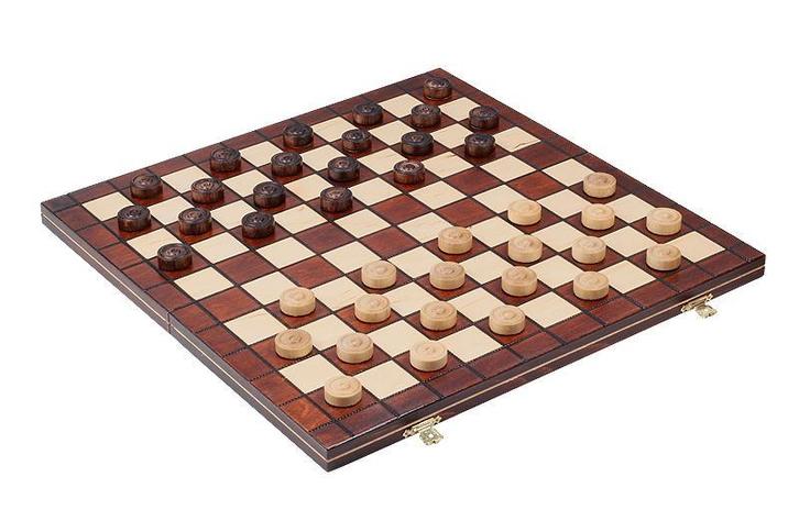 Houten damspel in cassette, Hobby en Vrije tijd, Denksport en Puzzels, Nieuw, Verzenden
