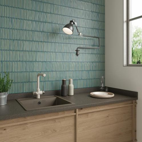 Mozaïek Stardos Bars 12.5x25 cm Glossy Green (Prijs per M2), Doe-het-zelf en Verbouw, Sanitair, Ophalen of Verzenden