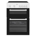 Beko ETC611W Fornuis 60cm Dubbele oven Keramische Kookplaat, Keramisch, Nieuw, 85 tot 90 cm, Grill