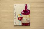 Wijnmoment – Schilderij van Wijnfles en Glas in Collagesti, Ophalen of Verzenden