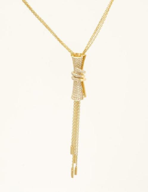 Halsketting - 14 karaat Geel goud - 1.54ct. tw. Diamant, Sieraden, Tassen en Uiterlijk, Kettingen