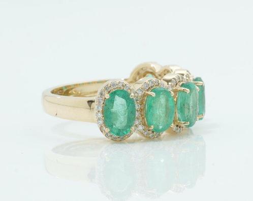 Eeuwigheidsring - 14 karaat Geel goud - 2.98ct. tw. Smaragd, Sieraden, Tassen en Uiterlijk, Antieke sieraden