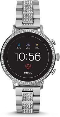 Fossil Venture HR 40 mm zilver met strass steentjes met, Telecommunicatie, Overige Telecommunicatie, Gebruikt, Verzenden