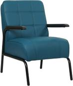 Blauwe leren industriële retro stoel - Hermes Leer Turquoise, Huis en Inrichting, Fauteuils, Nieuw, Leer, Ophalen of Verzenden