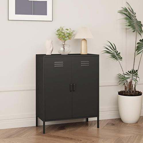 Opbergkast Pyhäranta metaal 101,5x80x40 cm zwart mat [en.cas, Huis en Inrichting, Kasten | Roldeurkasten en Archiefkasten, Nieuw