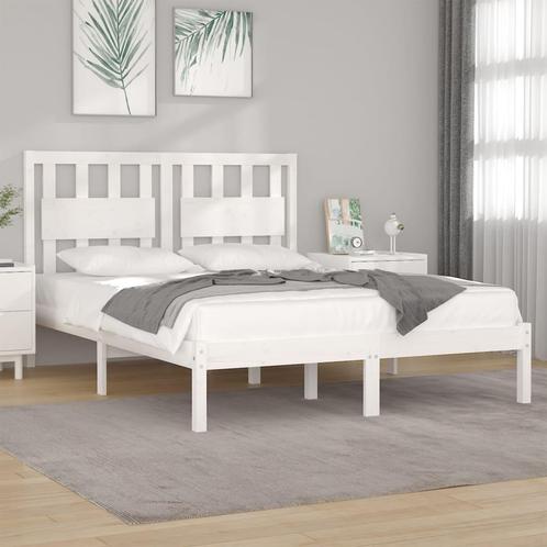 vidaXL Bedframe massief grenenhout wit 180x200 cm, Huis en Inrichting, Slaapkamer | Bedden, 80 cm, 200 cm, Wit, Eenpersoons, Nieuw