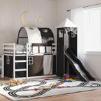 vidaXL Stapelbed met glijbaan en gordijnen wit en zwart, Huis en Inrichting, Eenpersoons, Verzenden, Zwart, Nieuw