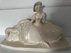 Lejan - Beeld, Élégante au lévrier - 31 cm - Keramiek - 1930, Antiek en Kunst