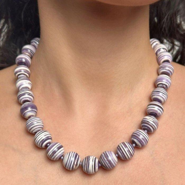 Halsketting met Wampum (Quahog schelp) natuurlijk, glad en, Verzamelen, Mineralen en Fossielen