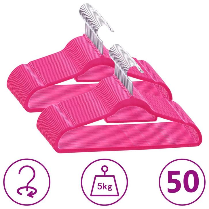 vidaXL 50-delige Kledinghangerset anti-slip fluweel roze, Kleding | Dames, Kledinghangers, Nieuw, Verzenden