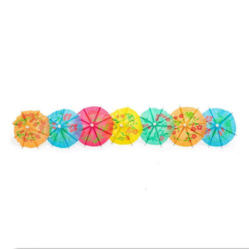 Cocktailprikkers Parasol Gekleurd 8cm 12st, Hobby en Vrije tijd, Feestartikelen, Nieuw, Verzenden