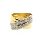 18 Krt. Bicolor gouden pavé ring met diamant | 0,33 ct., Gebruikt, Overige kleuren, Ophalen of Verzenden, 17 tot 18