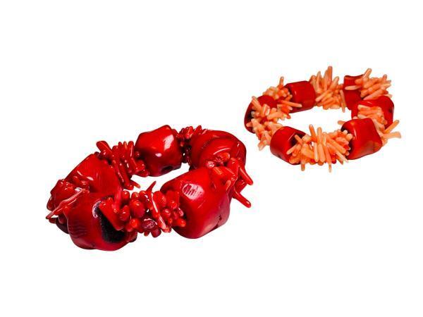 Veiling - Bamboe Koraal Armbanden Set | Red & Salmon, Sieraden, Tassen en Uiterlijk, Armbanden, Nieuw