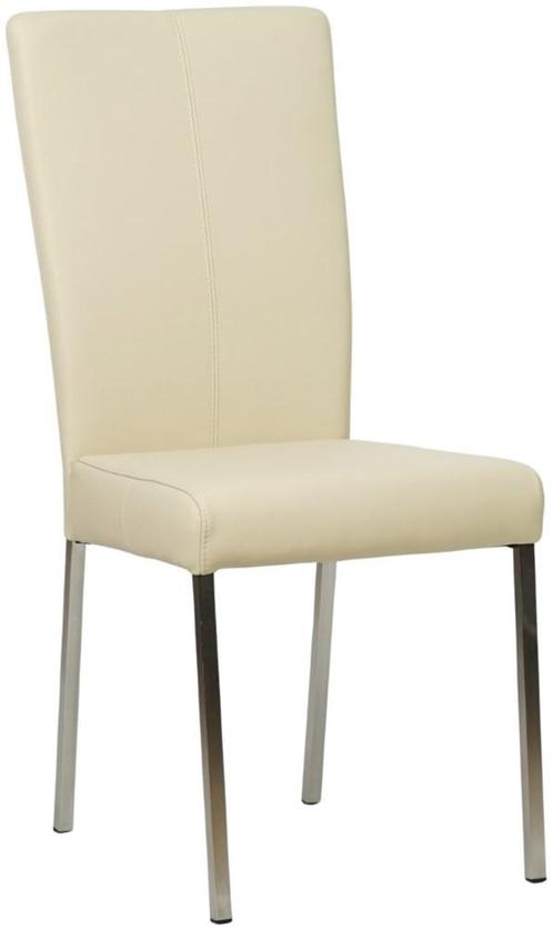 Crème leren moderne eetkamerstoel - poot vierkant rvs - Tole, Huis en Inrichting, Stoelen, Eén, Nieuw, Leer, Ophalen of Verzenden