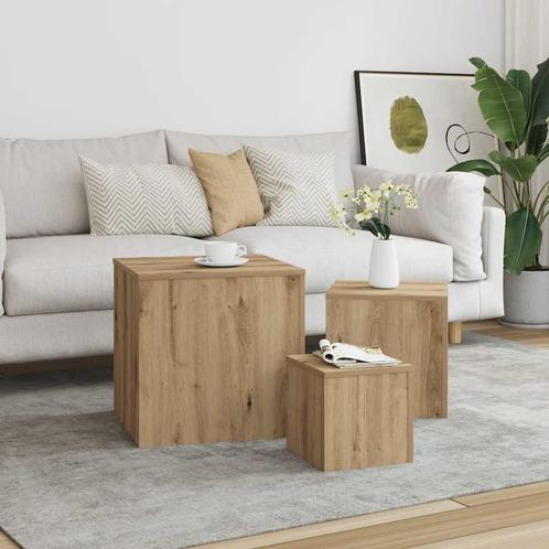 vidaXL Bijzettafels 3 st bewerkt hout oud houtkleurig, Huis en Inrichting, Tafels | Bijzettafels, Nieuw, Verzenden