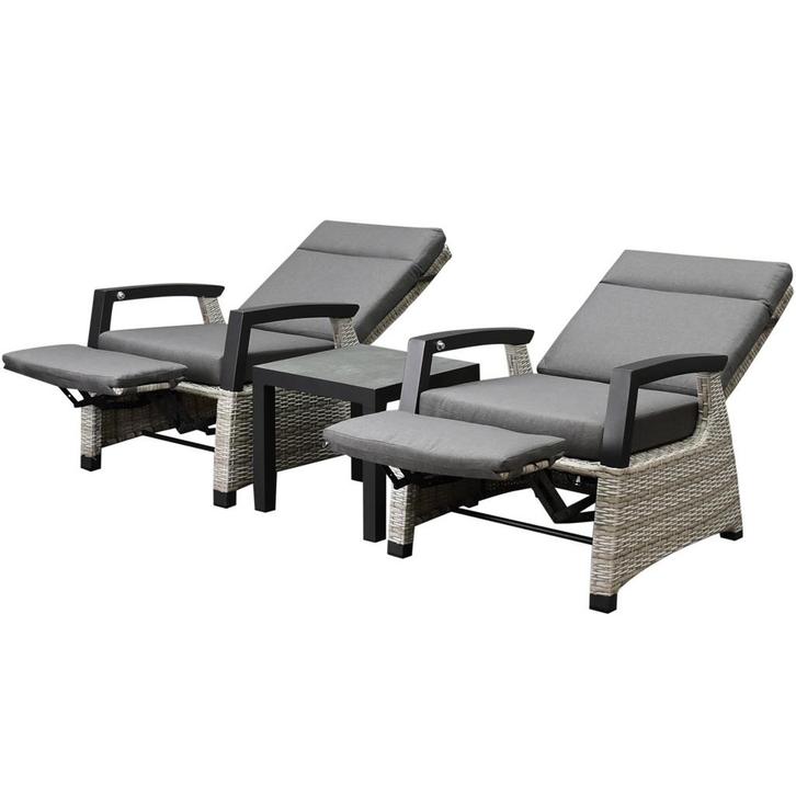 Dallas lounge balkonset 3 delig verstelbare rugleuning en, Tuin en Terras, Tuinsets en Loungesets, Nieuw, Wicker, Ophalen of Verzenden