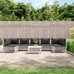 vidaXL 8-delige Loungeset met kussens staal wit, Tuin en Terras, Tuinsets en Loungesets, Verzenden, Nieuw, Rvs, Loungeset