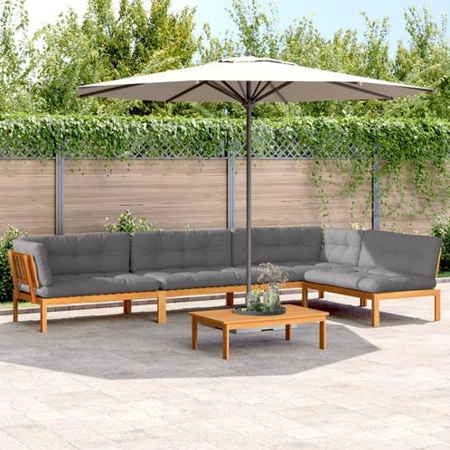 vidaXL 5-delige Loungeset pallet met kussens massief, Tuin en Terras, Tuinsets en Loungesets, Loungeset, Nieuw, Hardhout, Verzenden