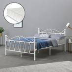 Metalen bedframe Apolda met matras wit 140x200 cm, Nieuw, Verzenden