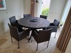 Set van 6 leren kuip eetkamerstoelen - met wieltjes - bruin, Huis en Inrichting, Stoelen, Overige kleuren, Nieuw, Leer, Ophalen of Verzenden