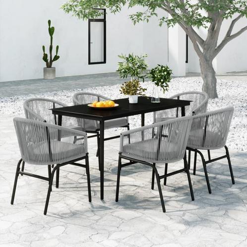 vidaXL 7-delige Tuinset grijs, Tuin en Terras, Tuinsets en Loungesets, Tuinset, Nieuw, 6 zitplaatsen, Kunststof, Verzenden